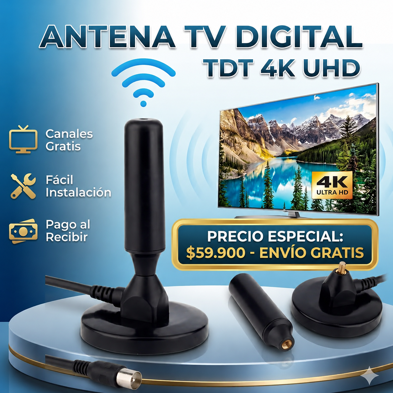 ✅ Compra Segura | Antena TV Digital HD - ⚽ Vive el Mundial con la Mejor Calidad de Imagen en tu TV