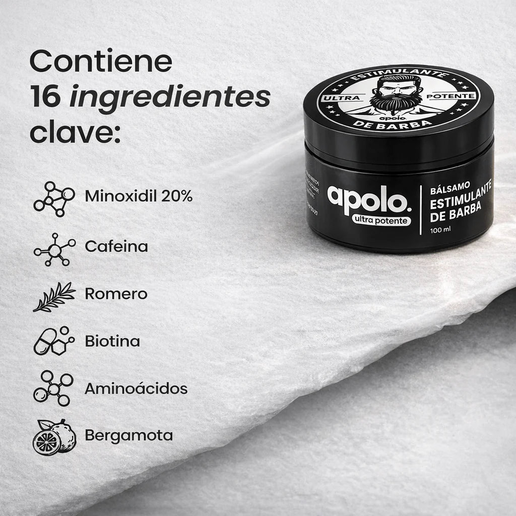 Estimulante de Barba Apolo Ultra Potente 100ml | Más Crecimiento y Densidad