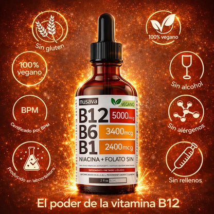⚡🧠 Vitaminas B12 + B6 + B1 Líquidas | Más Energía, Enfoque y Bienestar Diario 🍃💪