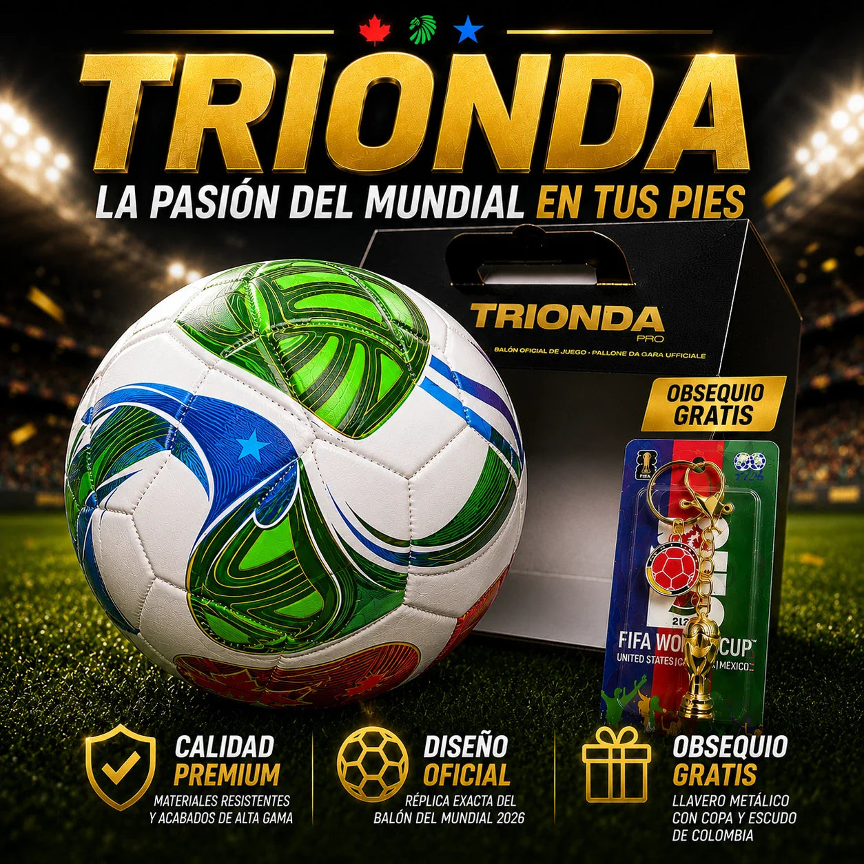 ⚽ Balón Oficial Mundialista + Llavero Edición Coleccionista 🇨🇴🏆