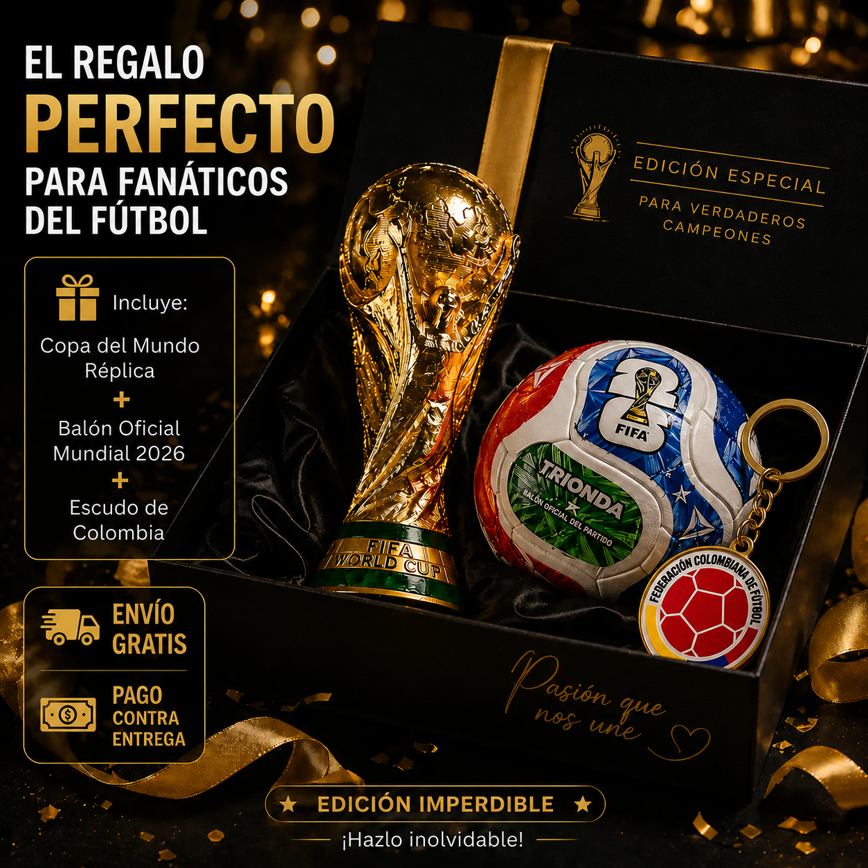 ⚽ Balón Oficial Mundialista + Llavero Edición Coleccionista 🇨🇴🏆