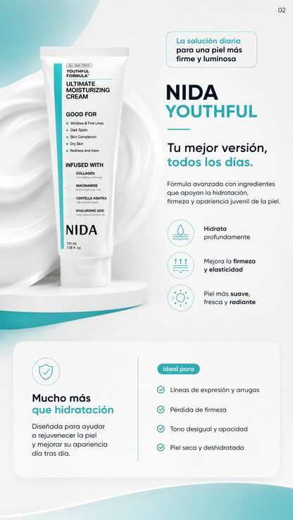 ✨🌿 NIDA Youthful | La hidratación que tu piel merece 💙