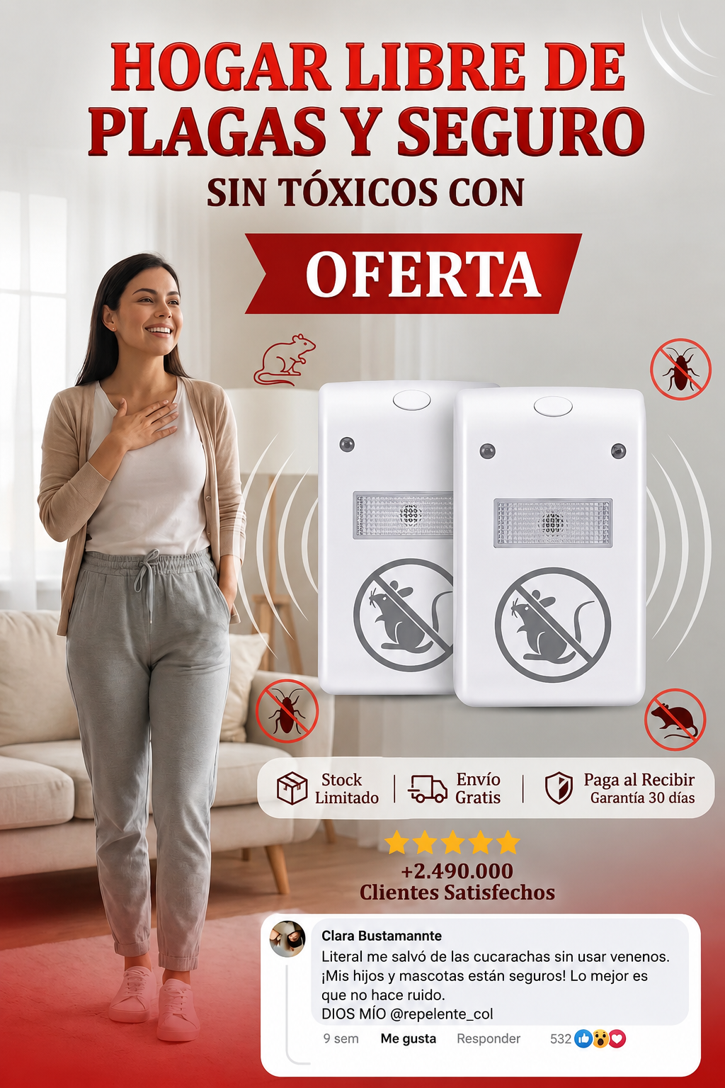 🏠🚫 ¡Despídete de las Plagas y Recupera la Tranquilidad Con Este Repelente Ultrasónico.